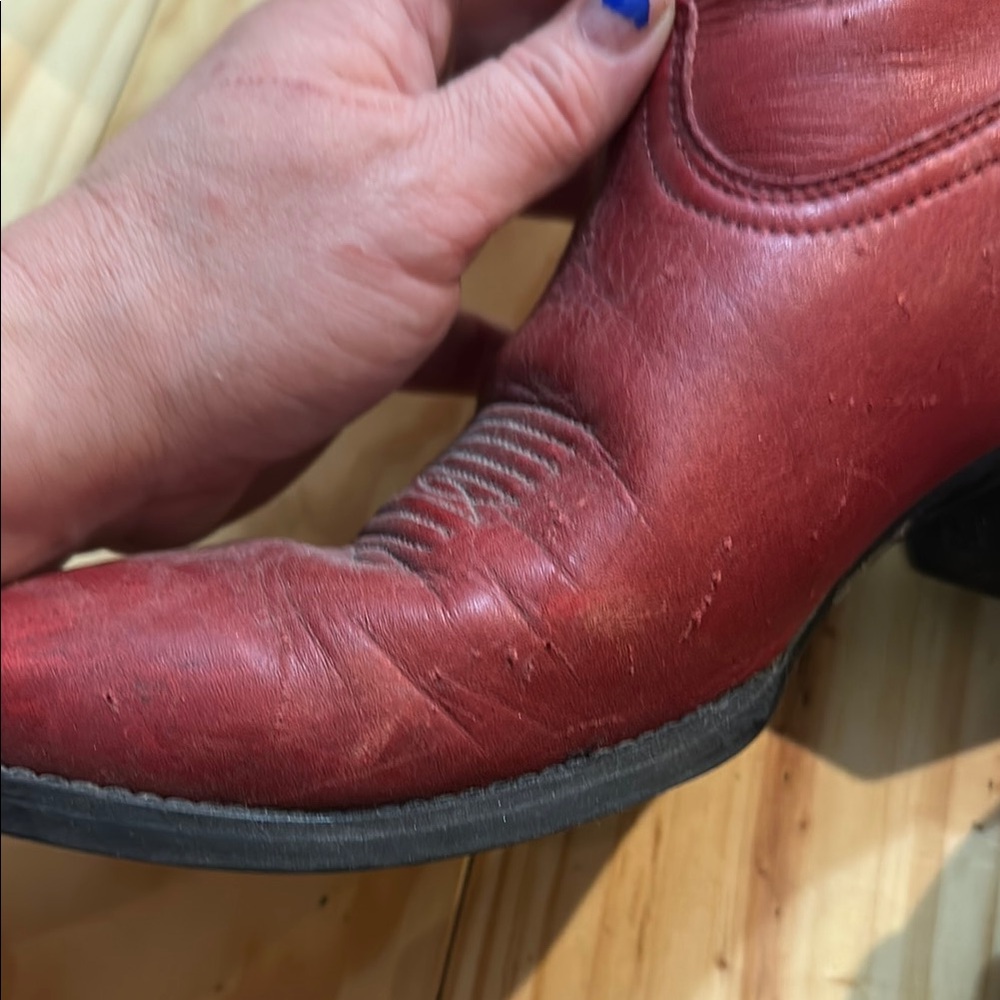 Ariat Red Leather Floral Western Heeled Boots - Picture 6 of 13